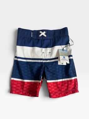Brand New- Ocean+Coast Boys Red/Blue/White Tuna Swim Trunks